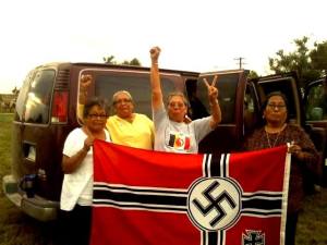 Native Grandmas capture Nazi flag